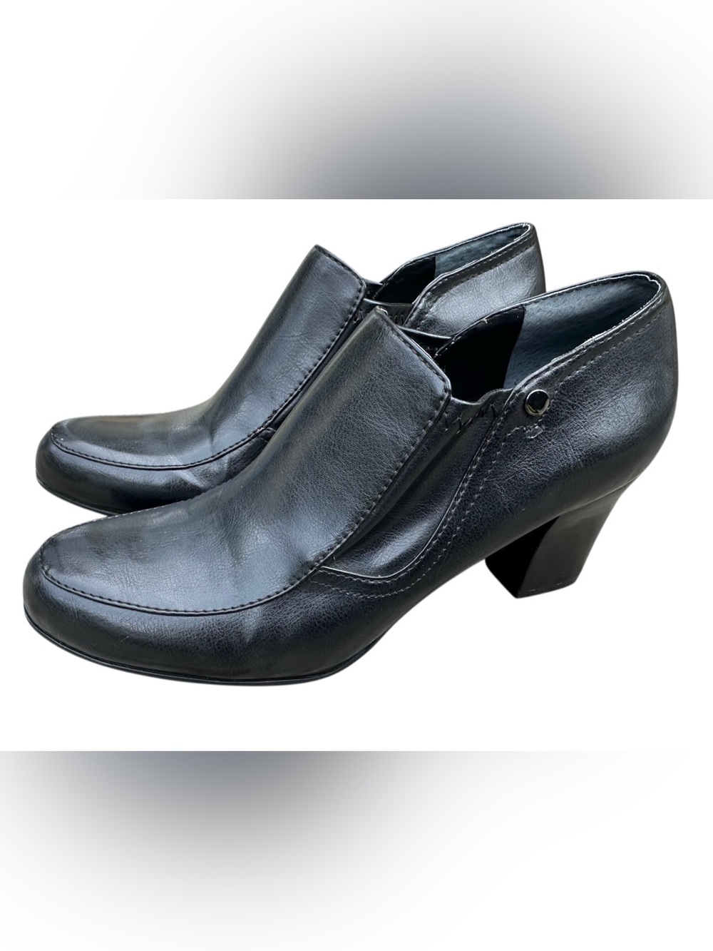 Franco Sarto Renada Black Slip On Heeled Shooties Pumps Size 9M